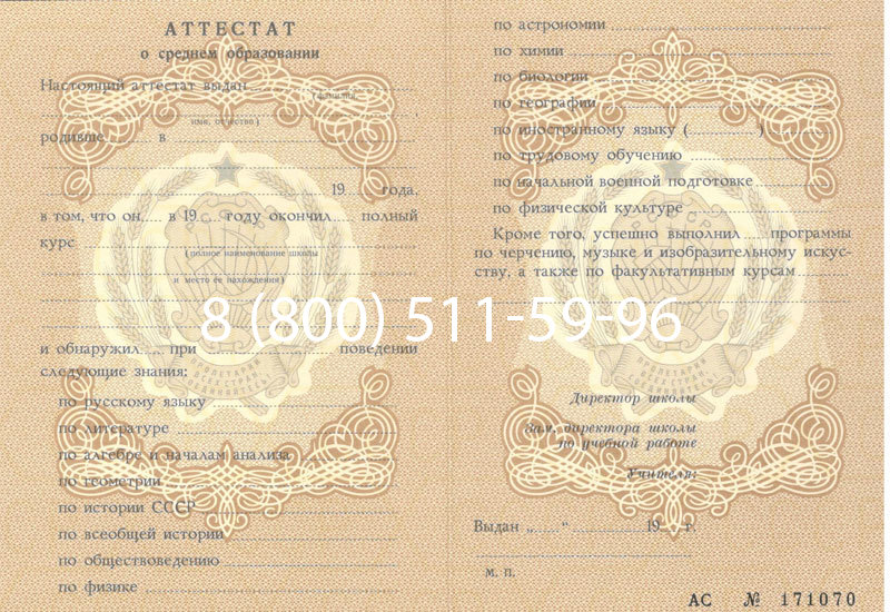 Купить Аттестат за 11 класс до 1994 в Раменском