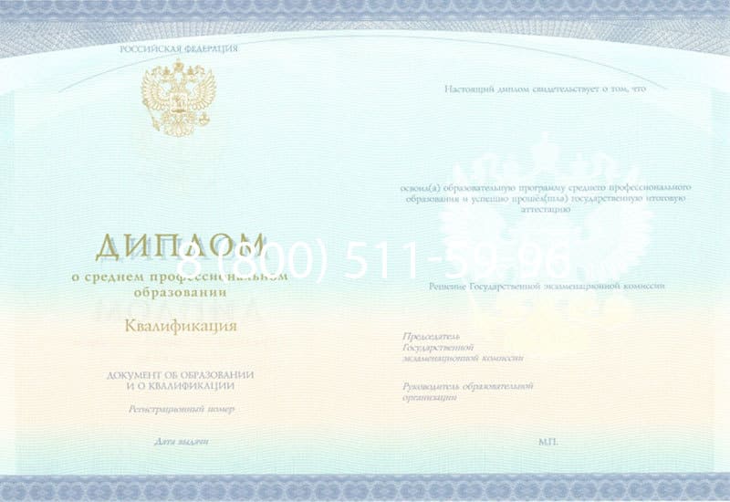 Купить Диплом о среднем образовании (Спецбланк) 2014-2024 года в Раменском